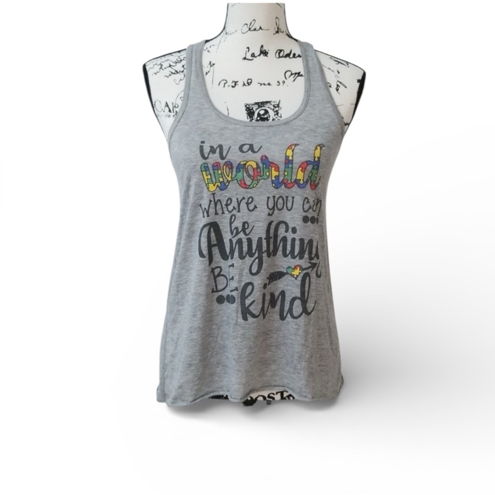 BELLA Flowy Women’s Sayings racerback tank gray Size Small